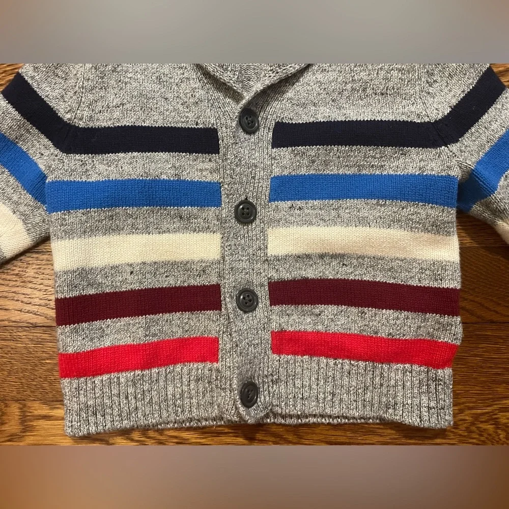 Baby Gap Gray Striped Collared Button Up Sweater Size 12-18 Months
